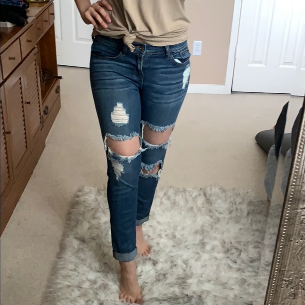 Distressed hole denim